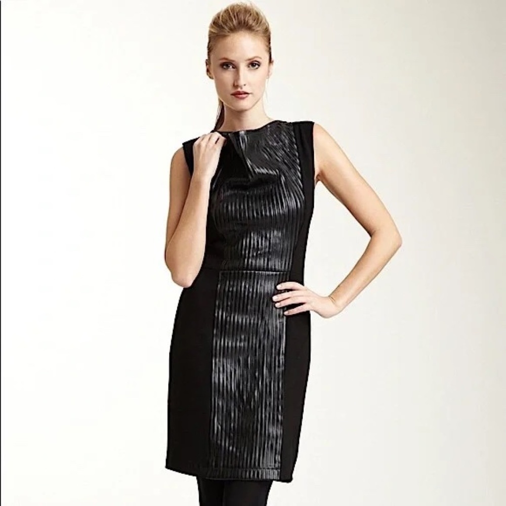 BAGATELLE Mini Dress Black Leather Cowl Neck Sleeveless Cocktail Sheath 12
